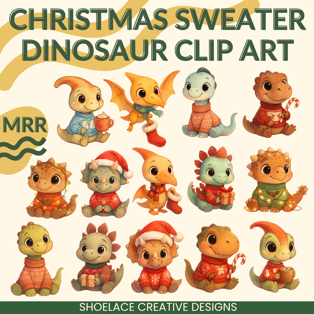 Christmas Sweater Dinosaur Clip Art