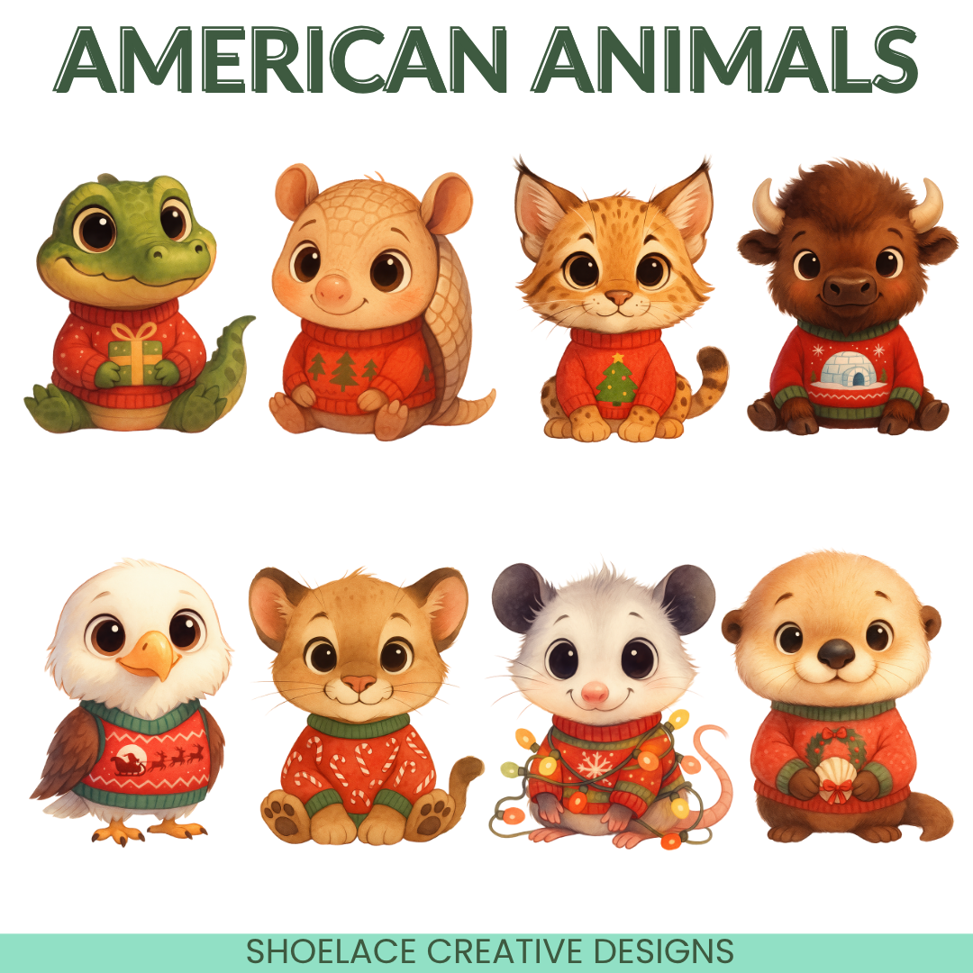 Christmas Sweater Animals Clip Art