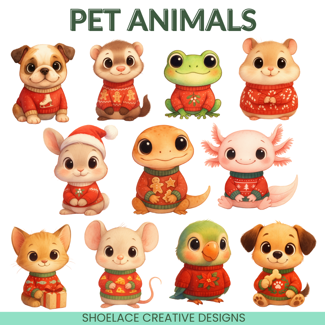 Christmas Sweater Animals Clip Art