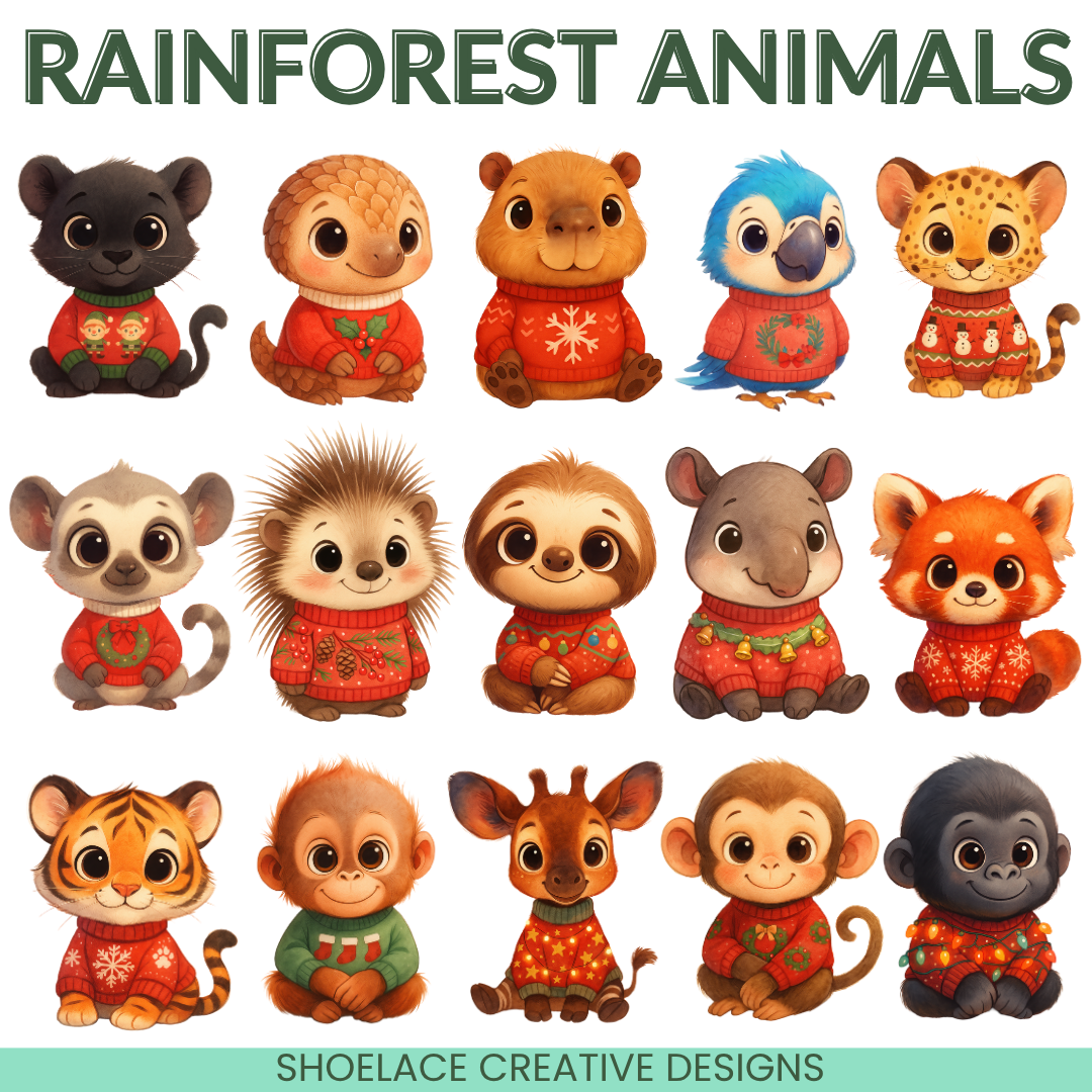 Christmas Sweater Animals Clip Art