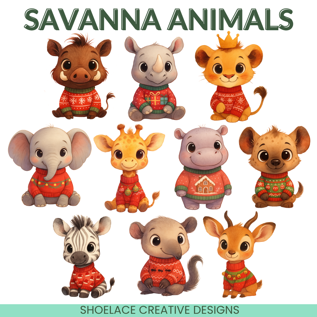 Christmas Sweater Animals Clip Art