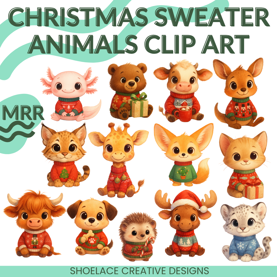 Christmas Sweater Animals Clip Art