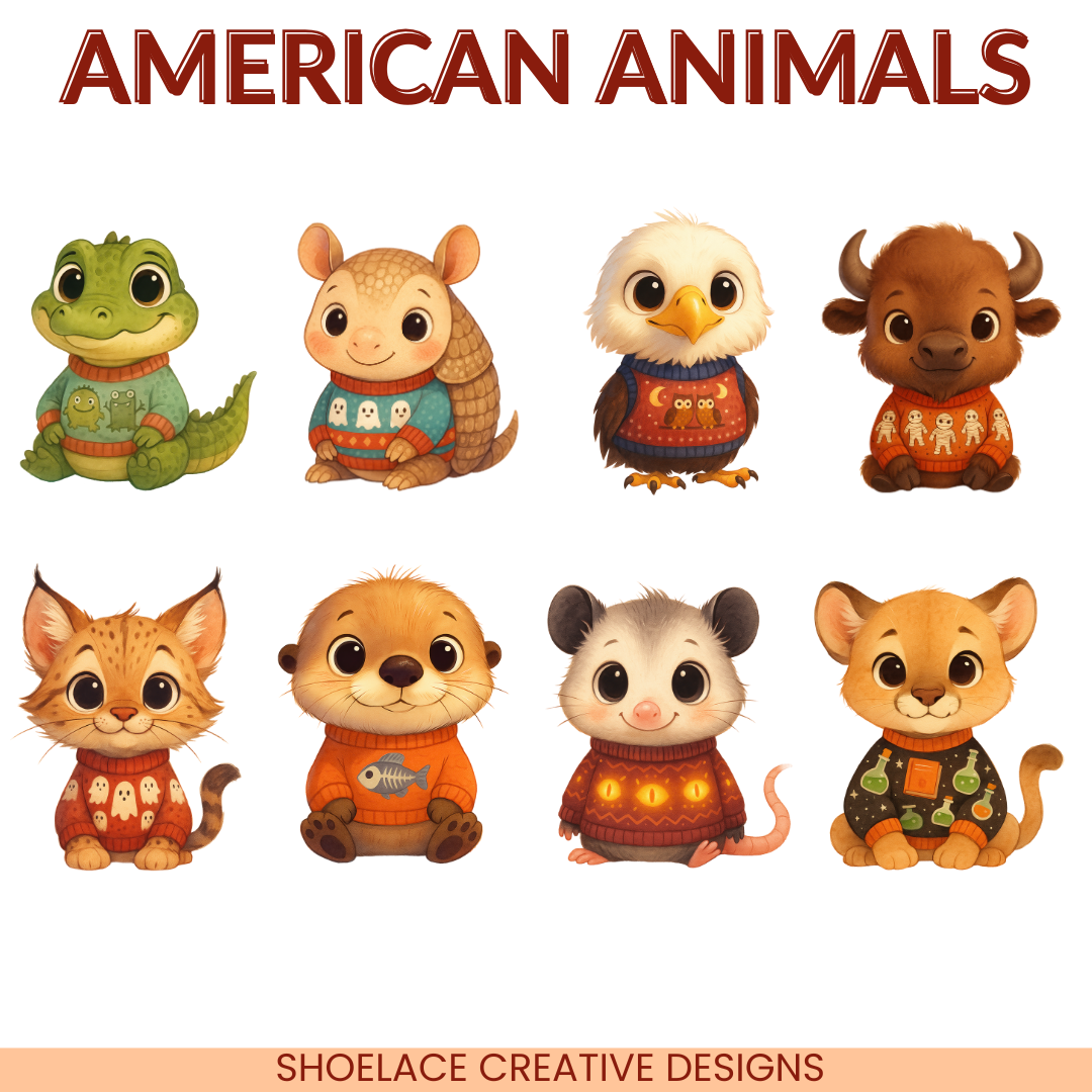 Halloween Sweater Animals Clip Art