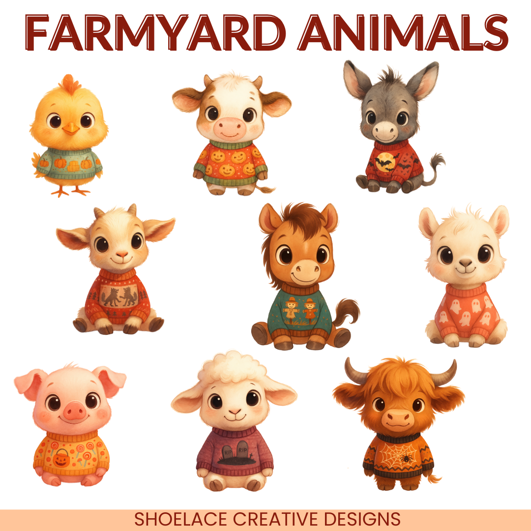 Halloween Sweater Animals Clip Art