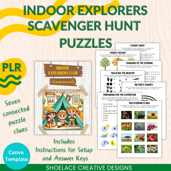 Indoor Explorers Scavenger Hunt Puzzles PLR Template