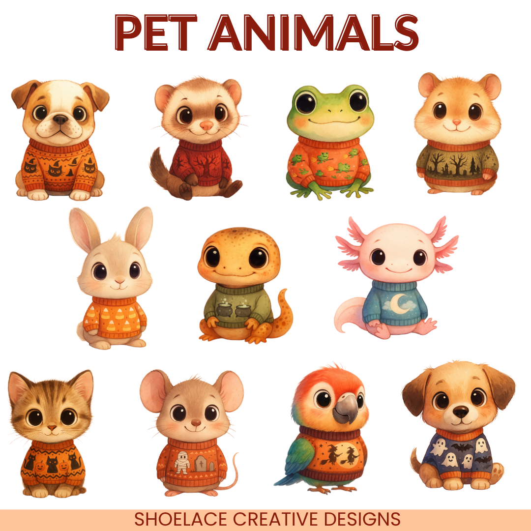 Halloween Sweater Animals Clip Art