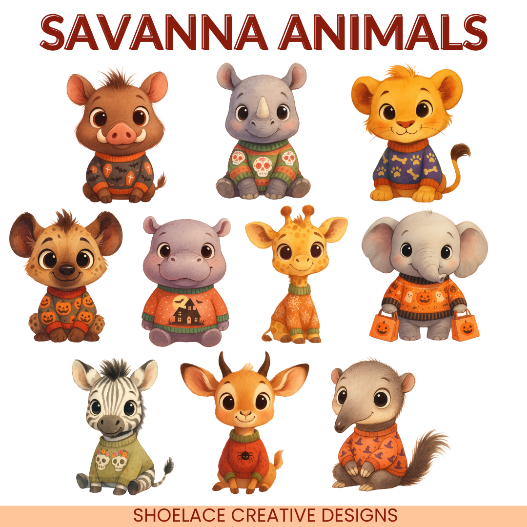 Halloween Sweater Animals Clip Art
