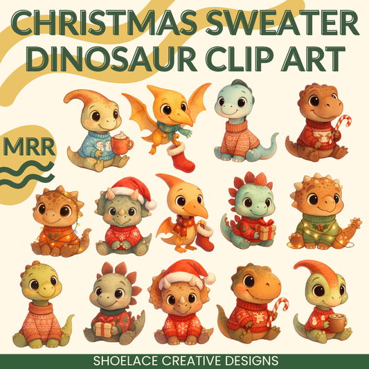 Christmas Sweater Dinosaur Clip Art