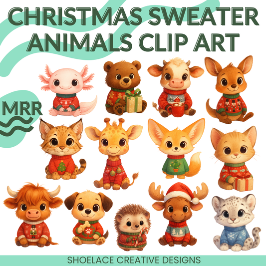 Christmas Sweater Animals Clip Art