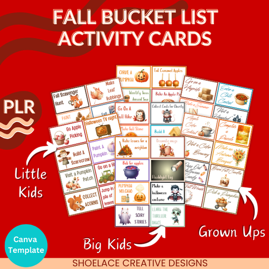 Fall Bucket List Activity Cards PLR