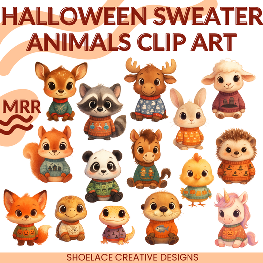 Halloween Sweater Animals Clip Art