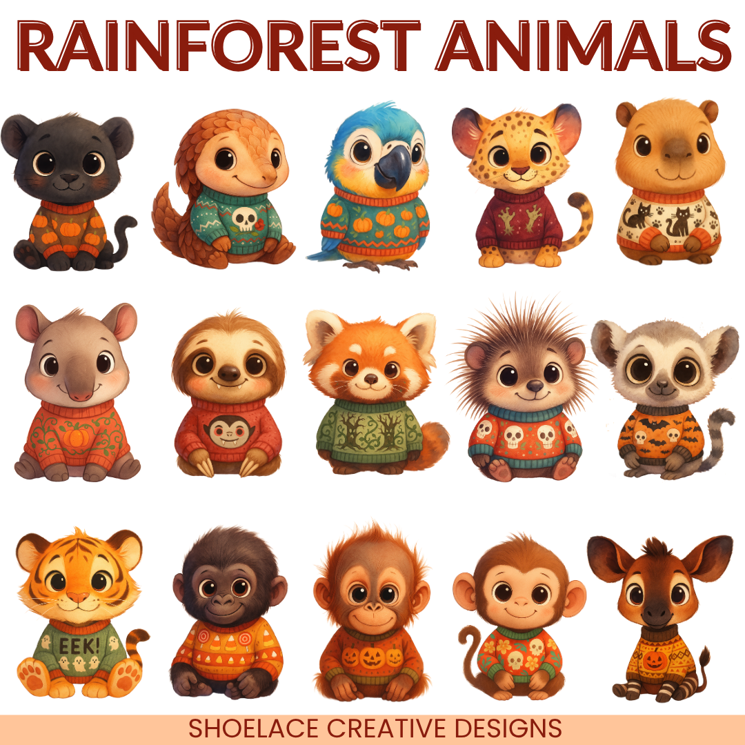 Halloween Sweater Animals Clip Art