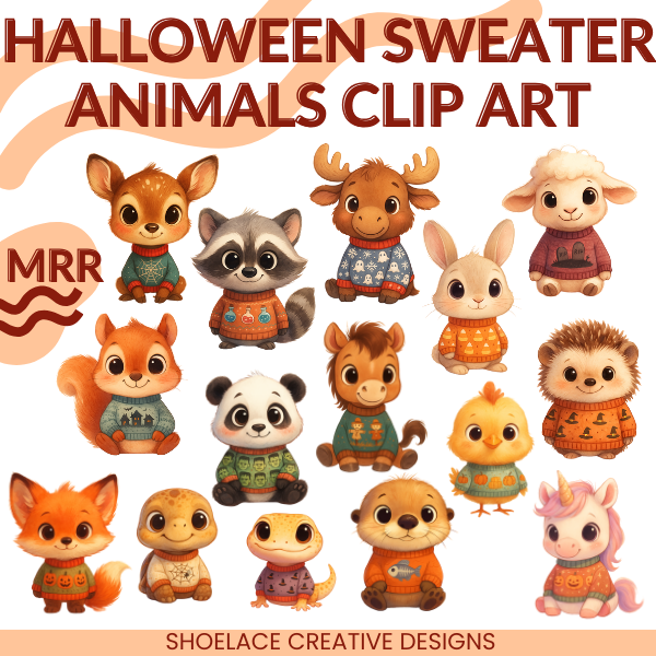Animals in Halloween Sweaters Clipart