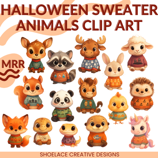 Animals in Halloween Sweaters Clipart